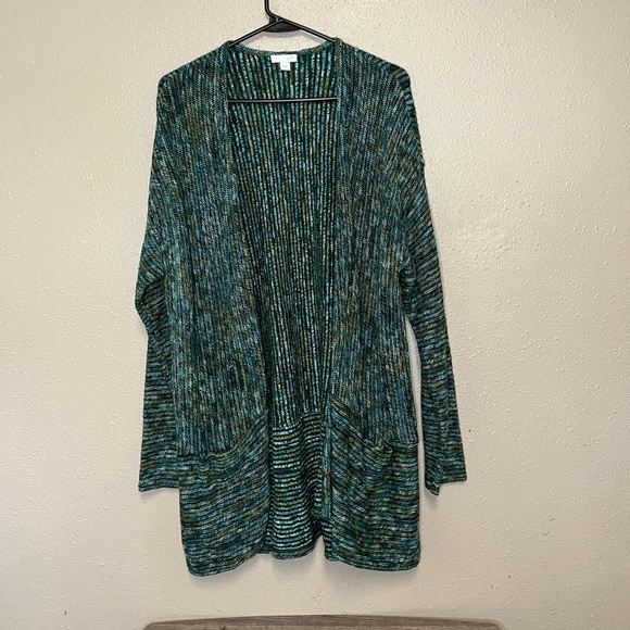 J. Jill Sweaters - J. jill blue striped long open cardigan